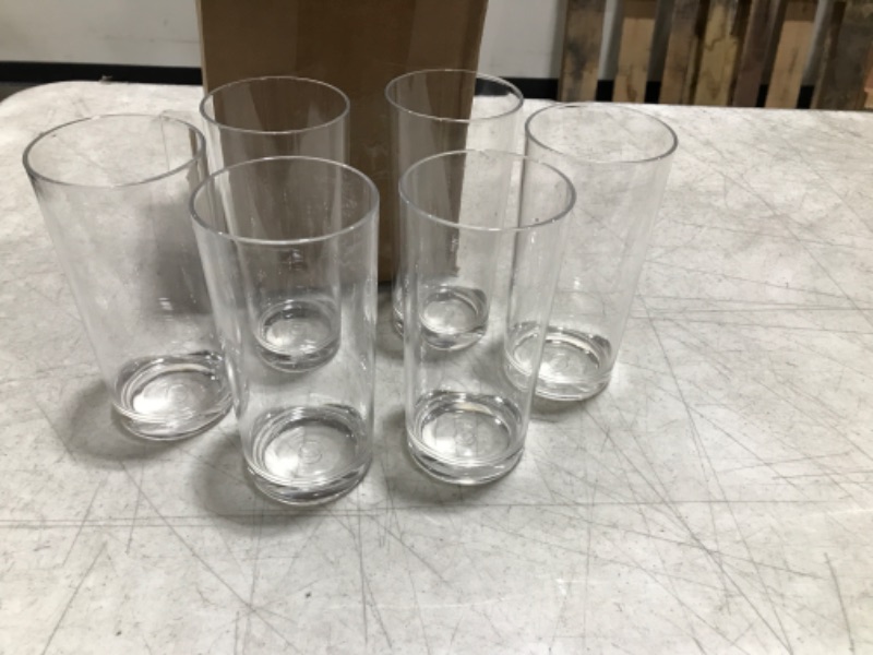 Photo 1 of 6 pack of clear plastic water drinking glasses- 7" tall