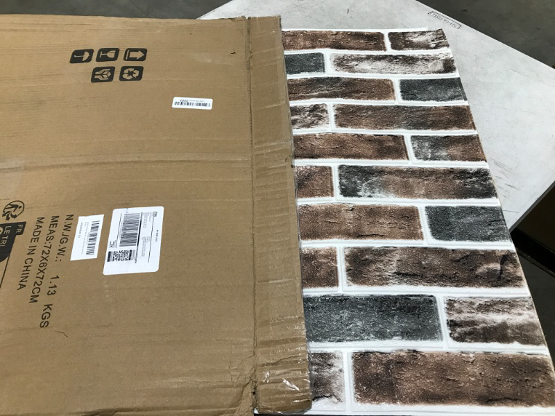 Photo 2 of Art3d 10-Pack 52.5 Sq.Ft Faux Brick 3D Wall Panels Peel and Stick in Gray Brown, Self Adhesive Waterproof Foam Wallpaper for Bedroom, Bathroom, Kitchen 10 Gray/Brown