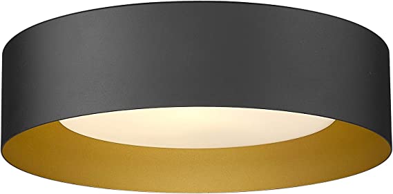 Photo 1 of AUTELO Flush Mount Ceiling Light, 14" Frosted Glass Shade Close to Ceiling Light Fixture in Black Finish E26 Socket for Living Room Hallway Bedroom C3336XS BK