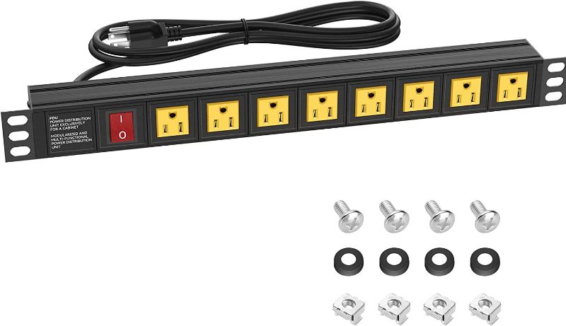 Photo 1 of Rack Mount Power Strips, 1U Rack Mount PDU Power Strip Surge Protector for 19" Standard Rack, 8 Outlets Wide-Spaced, 15A/125V, 160 Joules, 6FT Cord 