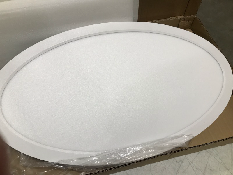 Photo 2 of 32 Inch Oval LED Flat Panel Light, White, 38W, 3800lm, 3000K/4000K/5000K CCT Selectable, 120°Beam Angle, Dimmable Edge-Lit Flush Mount Ceiling Light Fixture - ETL Listed