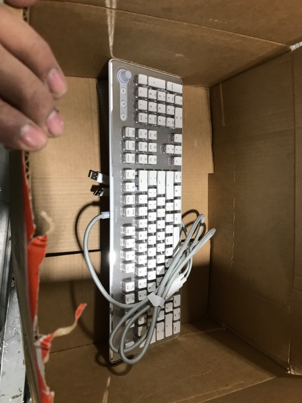 Photo 2 of ROCCAT Vulcan II Max – Optical-Mechanical PC Gaming Keyboard with Customizable RGB Illuminated Keys and Palm Rest, Titan II Smooth Linear Switches, Aluminum Plate, 100M Keystroke Durability – White Vulcan II Max Linear White