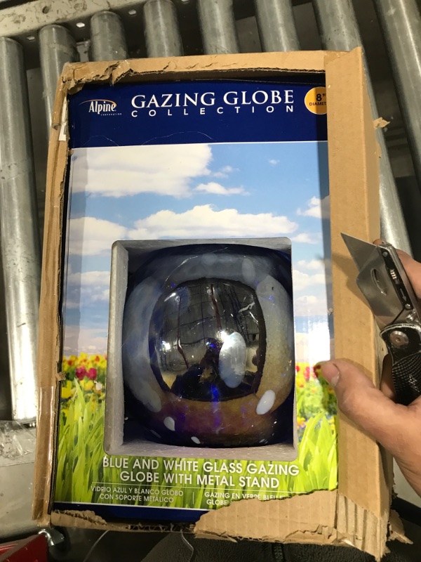 Photo 2 of Alpine Corporation HGY308A-TM Gazing Globe with LED Light, 10 Inch Tall, Blue/White Warm White LED Blue/White