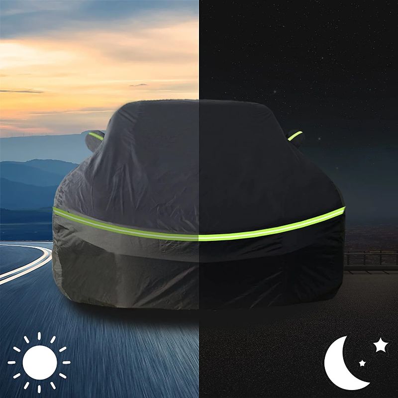 Photo 1 of  Full Car Cover Waterproof All Weather, Outdoor Car Covers with Zipper, Windproof Heavy Duty Waterproof Protection Black)- UNKNOWN SIZE 
