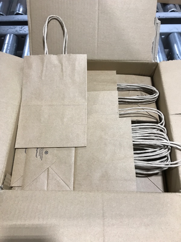 Photo 2 of BagDream Kraft Paper Bags 100Pcs 5.25x3.75x8 Inches Small Paper Gift Bags with Handles Bulk