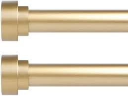 Photo 1 of 2 Pack Gold Curtain Rods for Windows 28 to 48 Inch(2.3-4ft),1 Inch Diameter Heavy Duty Curtain Rods,Cylindrical End Cap Curtain Rod,Modern Adjustable Drapery Rods,Window Curtains Rod 28-48",Gold
