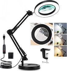 Photo 1 of ?Upgraded? 5X LED Magnifying Lamp, HITTI 1,800 Lumens Stepless Dimmable, 3 Color Modes, 8-Diopter 4.2? Real Glass Lens Magnifier Desk lamp, Magnifying Light and Stand for Crafts, Reading, Close Work