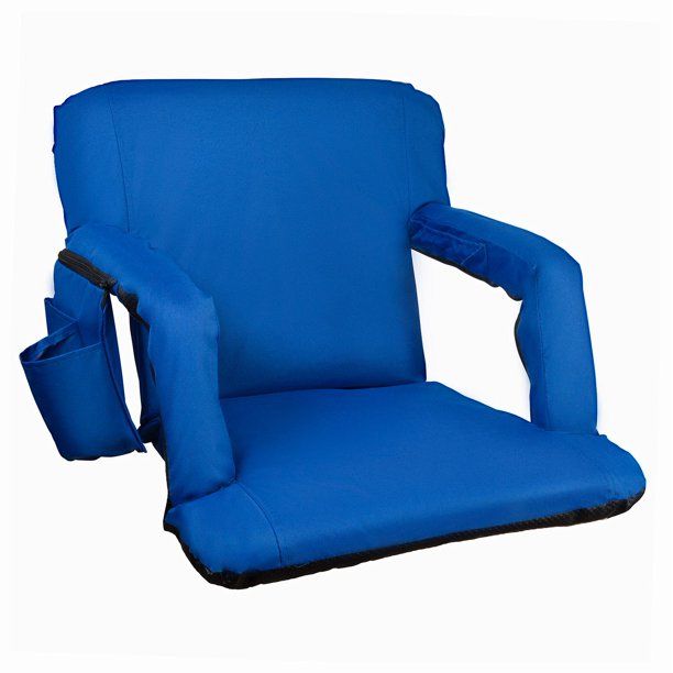 Photo 1 of Alpcour Reclining Stadium Seat with Armrests and Side Pockets - Blue - Portable Stadium Chair with Backs and Durable Waterproof Padded Cushion for Bleachers, Camping, Lawns, and Beach
