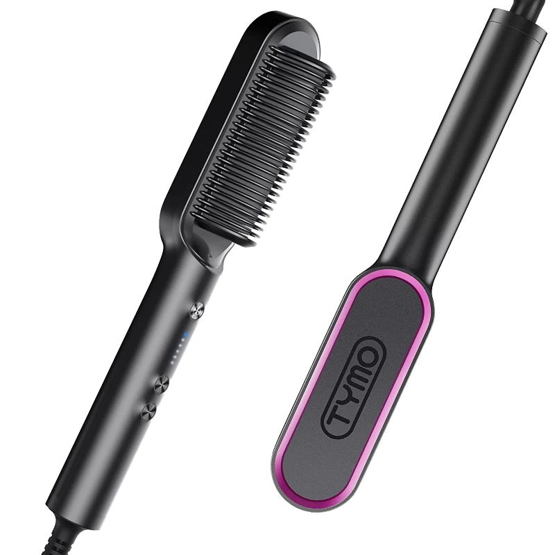 Photo 1 of Hair Straightener Comb Matte Black, TYMO Hair Straightener Brush Straightening Comb for Women with 5 Temp 20s Fast Heating & Anti-Scald 