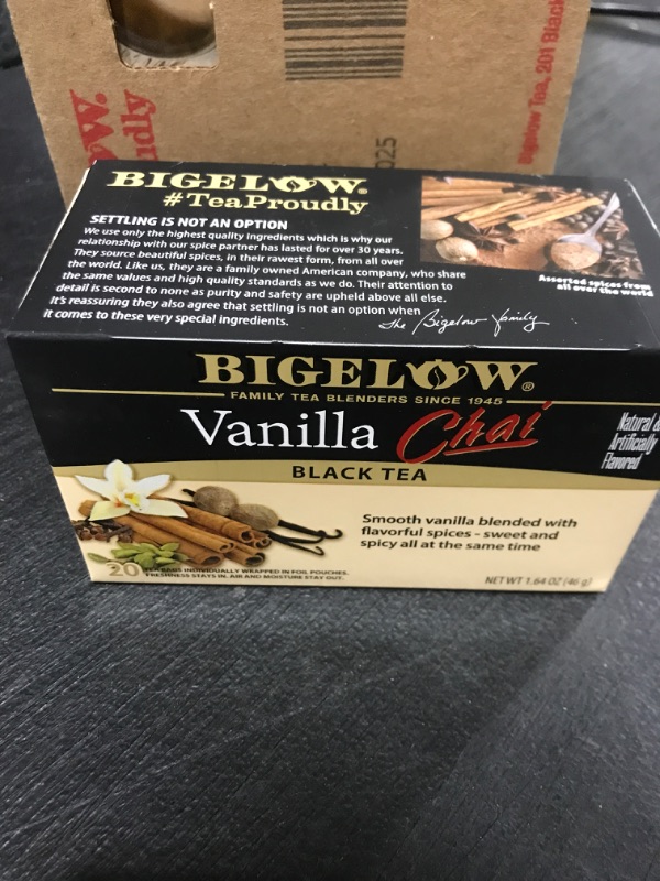 Photo 3 of 6 PACKETS OF Bigelow Vanilla Chai Black Tea Bags - 20ct
BEST BY JULY 2025
