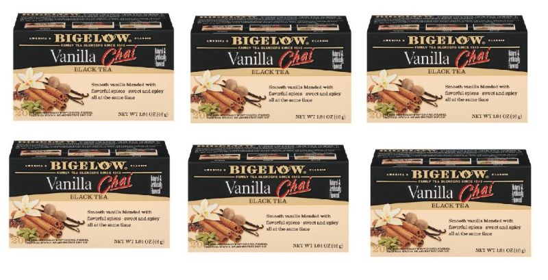 Photo 1 of 6 PACKETS OF Bigelow Vanilla Chai Black Tea Bags - 20ct
BEST BY JULY 2025
