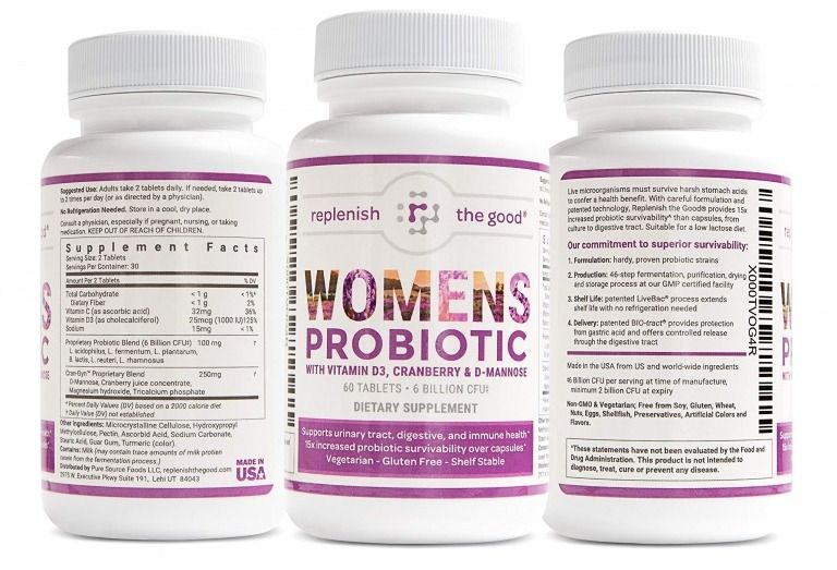 Photo 1 of BEST BY 07/2025 Womens Probiotic 60ct, 6 Billion CFU with Cranberry, D-Mannose, Vitamin D3. Best Probiotics for Women, Delivers 15X More Good Bacteria. Yeast & Urinary Tract Infection UTI Treatment. 30 Day Supply
