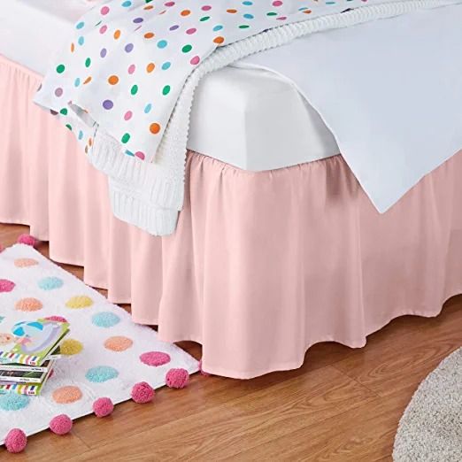 Photo 1 of Amazon Basics Lightweight Ruffled Bed Skirt, Classic Style, Soft and Stylish 100% Microfiber with 16" drop-Full, Peony Pink
