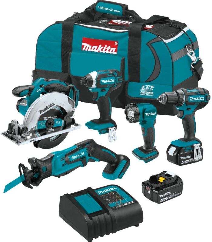 Photo 1 of "Makita XT510SM 18V LXT Li-Ion Cordless 5 Tool Combo Kit W/ 4.0Ah Battery". OPEN BOX. PRIOR USE. MISSING ITEMS. 
