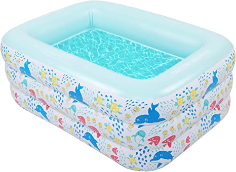 Photo 1 of Doctor Dolphin Inflatable Swim Pool for Kids, Indoor & Outdoor, Dolphin Design,PVC, Three-Layer air Bag, Blue, Children's Play Pool 59" X 43.3" X 23.6"
