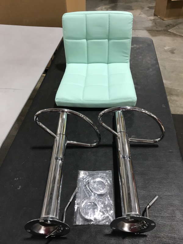 Photo 2 of Bar Stools Modern PU Leather Adjustable Swivel Barstools, Armless Hydraulic Kitchen Counter Bar Stool Synthetic Leather Extra Height Square Island Barstool with Back Set of 2 (SEAFOAM GREEN). PHOTO FOR REFERENCE, MAY VARY SLIGHTLY. PRIOR USE. 
