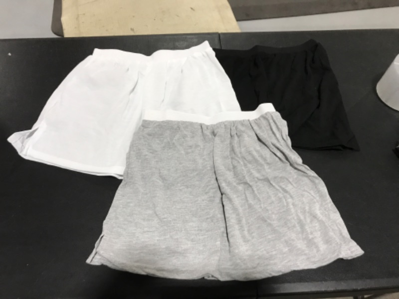 Photo 2 of 3 Pieces Adjustable Layering Fake Top Lower Sweep Skirt Half-Length Splitting Mini Skirt Hemline Shirt Extender for Women Medium Black, White, Gray/ Small