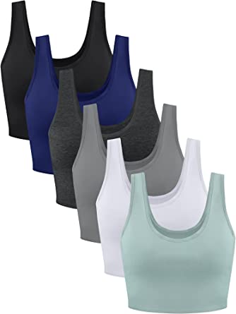 Photo 1 of 6 Pieces Women Basic Crop Tank Tops Sleeveless Racerback Sport Crop Top. SIZE MEDIUM. 
