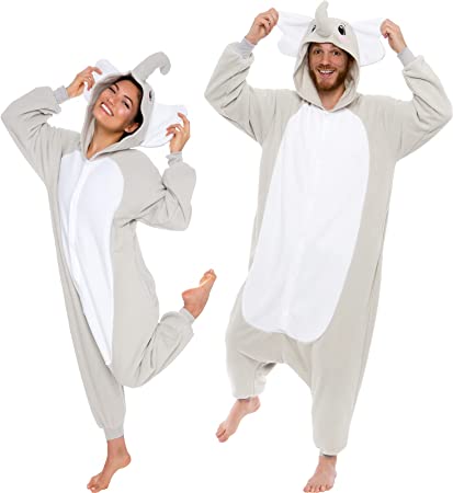 Photo 1 of Adult Onesie Halloween Costume - Animal and Sea Creature - Plush One Piece Cosplay Suit for Adults, Women and Men FUNZIEZ! XSmall 