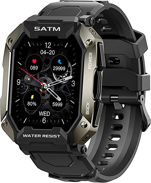 Photo 1 of AMAZTIM Smart Watches for MenWomen-5ATM/IP69K Waterproof Fitness Tracker Smart Watch for Android iPhones with Heart Rate Blood Pressure Monitor Watch- 1.71''Tactical Military Sports Smart Watch(Black)
