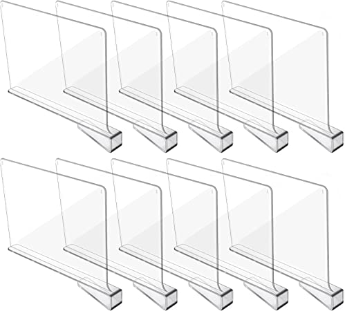 Photo 1 of Hmdivor 10pcs Acrylic Shelf Dividers, Closets Shelf and Closet Separator for Organization in Bedroom, Kitchen and Office Shelves
