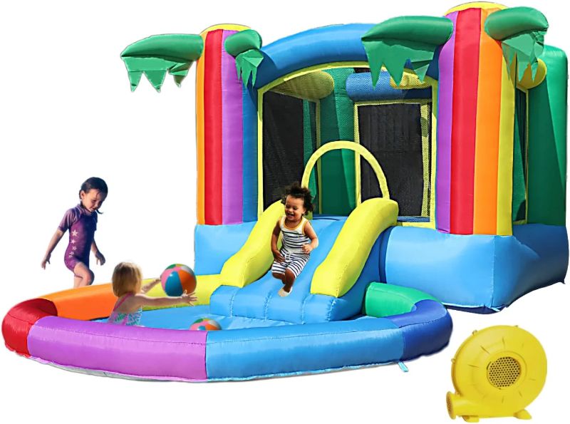 Photo 1 of Xmaybang Inflatable Bouncer for Kids,Bouncy Jumping House with Slide,Bouncy Castle w/ Outdoor& Indoor Combo,Bounce Area with Basketball Hoop
