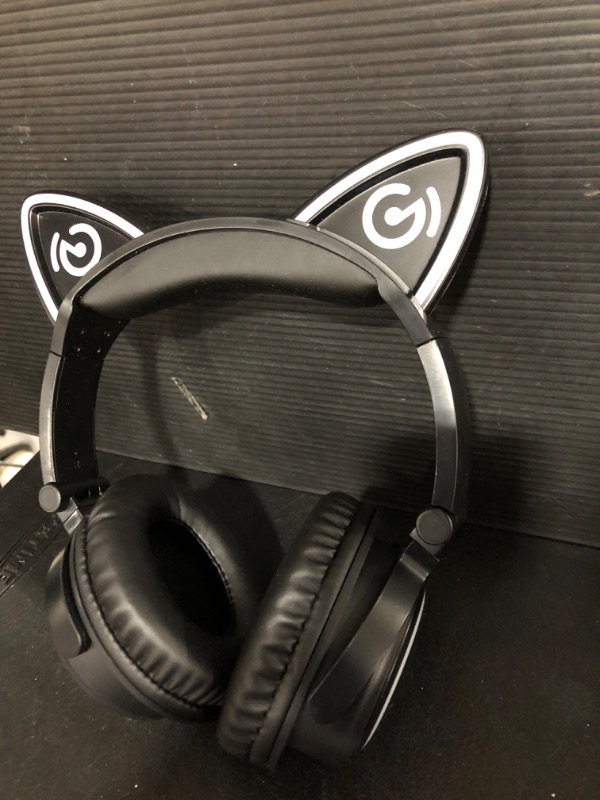 Photo 1 of Mindkoo Wireless Headphones Bluetooth, Cat Ear Over Ear Headphones, LED Light Up 7 Color Blinking, Safe Foldable Headset Stero, with Microphone, for Kids Adults