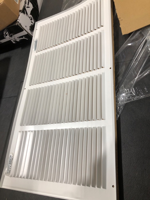 Photo 2 of 24"W x 12"H [Duct Opening Measurements] Steel Return Air Grille (AGC Series) Vent Cover Grill for Sidewall and Ceiling, White | Outer Dimensions: 25.75"W X 13.75"H for 24x12 Duct Opening
