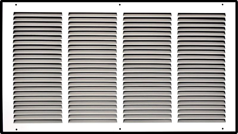 Photo 1 of 24"W x 12"H [Duct Opening Measurements] Steel Return Air Grille (AGC Series) Vent Cover Grill for Sidewall and Ceiling, White | Outer Dimensions: 25.75"W X 13.75"H for 24x12 Duct Opening
