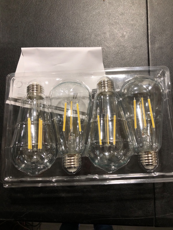 Photo 2 of 4-Pack Vintage 8W ST64 LED Edison Light Bulbs 100W Equivalent, 1400Lumens, 5000K Daylight White, E26 Base LED Filament Bulbs, CRI 90+, Antique Glass Style Great for Home, Bedroom, Office, Non-Dimmable 5000k Daylight White St64