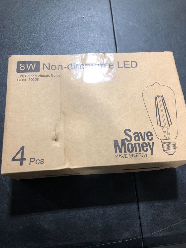 Photo 3 of 4-Pack Vintage 8W ST64 LED Edison Light Bulbs 100W Equivalent, 1400Lumens, 5000K Daylight White, E26 Base LED Filament Bulbs, CRI 90+, Antique Glass Style Great for Home, Bedroom, Office, Non-Dimmable 5000k Daylight White St64