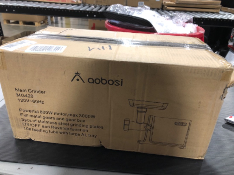 Photo 1 of AAOBOSI Electric Meat Grinder ?3000W Max ?Heavy Duty Stainless Steel Meat Mincer with 3 Grinding Plates, 3 Sausage Stuffer Tubes & Kubbe Attachments,Easy One-Button Control silver+black
