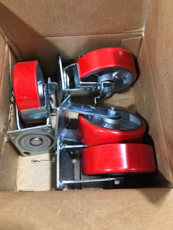 Photo 1 of 8" X 2" Swivel Casters Heavy Duty Polyurethane Wheel on Steel Hub (2) and Rigid (2) 1250lb Each