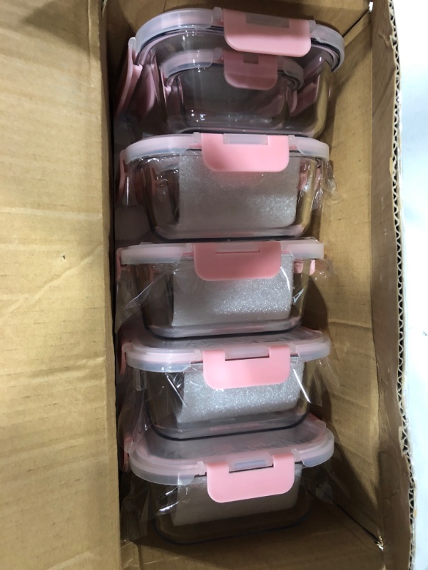 Photo 2 of [10 Pack] Glass Meal Prep Containers, Food Storage Containers with Lids Airtight, Glass Lunch Boxes, Microwave, Oven, Freezer and Dishwasher Safe Pink