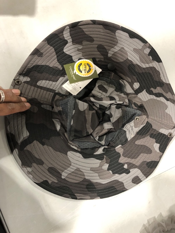 Photo 2 of CAMOLAND Breathable Wide Brim Boonie Hat Outdoor UPF 50+ Sun Protection Mesh Safari Cap for Travel Fishing Camo Mesh Black