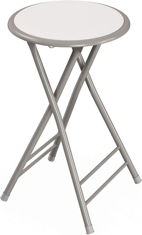 Photo 1 of 24-Inch Counter Height Bar Stool – Backless Folding Chair with 300lb Capacity for Kitchen, Recreation Room, or Game Room by Trademark Home (White) Set of 1
