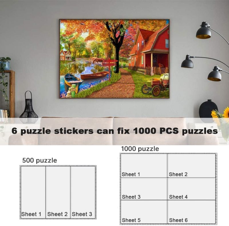 Photo 1 of 24 Sheets Puzzle Saver, Preserve 4 × 1000 Pieces Jigsaw Puzzles, Peel and Stick Puzzle Saver, No Mess Puzzle Glue Sheets and Frame to Preserve Your Finished 1000, 500 Puzzle
