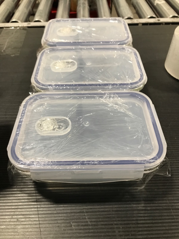 Photo 2 of 3 Pack Glass Meal Prep Containers for Food Storage and Prep w/Snap Locking Lids Airtight & Leak Proof - Oven, Dishwasher, Microwave, Freezer Safe - Odor and Stain Resistant (6 total pieces)