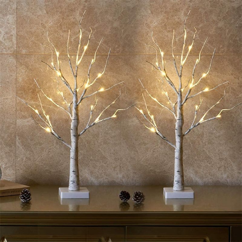 Photo 1 of 2FT 24LT Warm White LED Birch Tree Light with Timer Tabletop Bonsai Tree Light Jewelry Holder Decor for Home Party Wedding Holiday ONLY ONE 