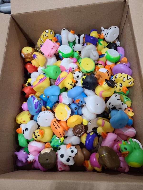 Photo 1 of BOX LOT OF RUBBER DUCKS, VARIETY OF STYLES 