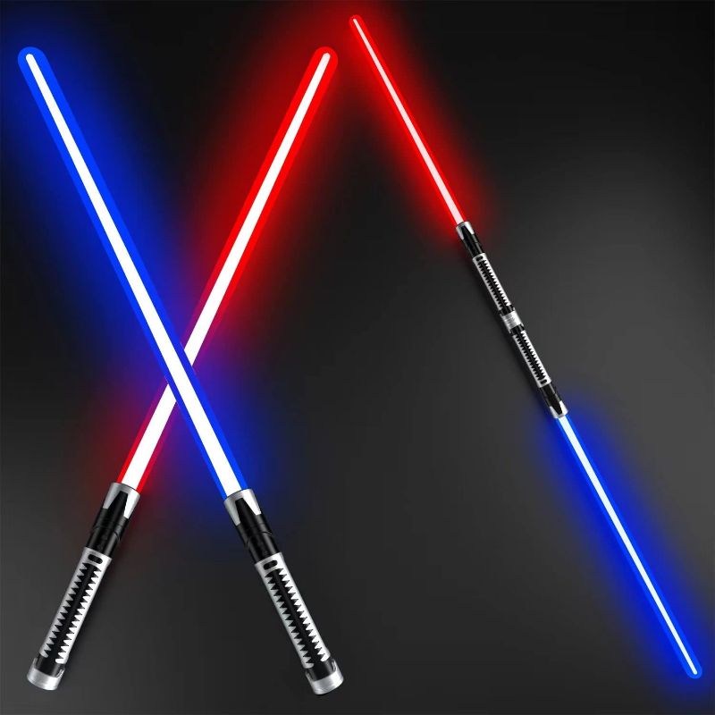 Photo 1 of Beyondtrade Lightsabers Toy 7 Colors 2-in-1 LED Dual Swords for Kids with FX Sound (Motion Sensitive) for Movie Fans Cosplay Party Christmas Birthday Gift
