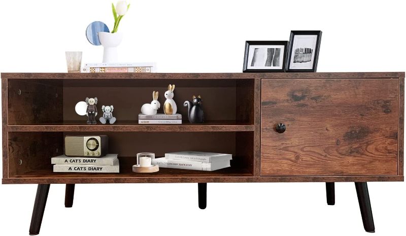 Photo 1 of AI LI CHEN Mid Century Modern TV Stand, TV Media Console, Entertainment Center TV Console Table with Storage, TV Stand in Living Room, 43.3" W
