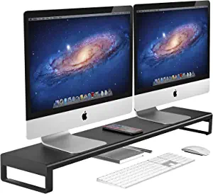 Photo 1 of VAYDEER Aluminum Dual Monitor Stand Riser Support Computer Screen,Desk Stand Sustain Laptop Mac Book PC Monitor Black