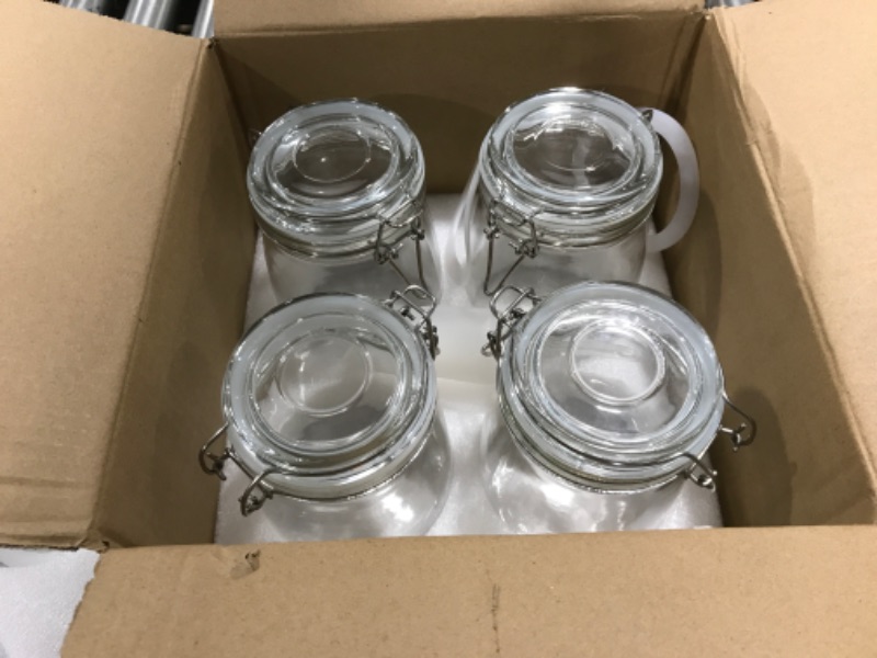 Photo 2 of 4 Pack Wide Mouth Mason Jars - OAMCEG 34oz Airtight Glass Canning Jars with Leak Proof Rubber Gasket and Clip Top Lids, Perfect for Storing Coffee, Sugar, Flour or Sweets - 8 Labels & 1 Chalk Marker