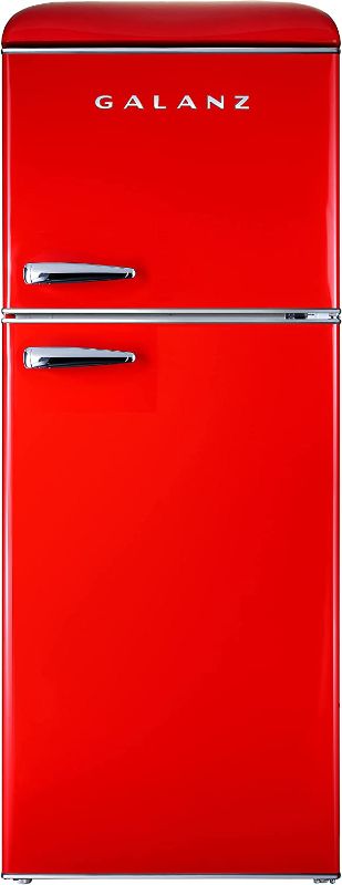 Photo 1 of Galanz GLR46TRDER Mini Fridge with Dual Door, Adjustable Mechanical Thermostat with True Freezer, 4.6 Cu.Ft, Red
