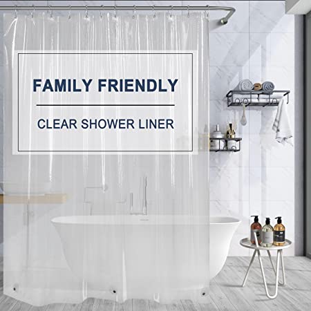 Photo 1 of Amazer Clear Shower Curtain Liner, PEVA 5G Heavy Duty Plastic Shower Curtain Liner with Magnets, 72 x 72 Inches Waterproof Weighted Long Shower Curtains for Bathroom with Grommet Holes