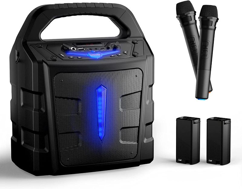 Photo 1 of EARISE Vigorowl T65 Portable PA System with 2 Rechargeable Batteries, 30W Powerful Nonstop Playing Speaker, Bluetooth Karaoke Machine with 2 Microphones, for Outdoors and Indoors