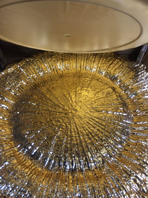 Photo 4 of 3" Gold Charger Plates, Set of 6, Plastic Reef Plate Chargers for Dinner Plates,