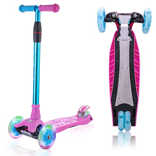 Photo 1 of 3 Wheel Scooter for Kids, Kids Scooter with Light Up Wheels, Sturdy Deck Design, and 4 Height Adjustable Suitable for Kids Ages 3-12
