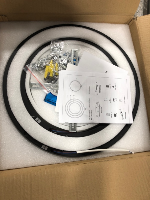 Photo 1 of QIYIMEILUX Modern LED Ceiling Light 88W Dimmable Ceiling Light Fixtures with Remote Control 5 Rings Flush Mount Ceiling Lamp Black Ceiling Chandelier for Living Room,Dining Room,Kitchen,Bedroom 5 Rings Black